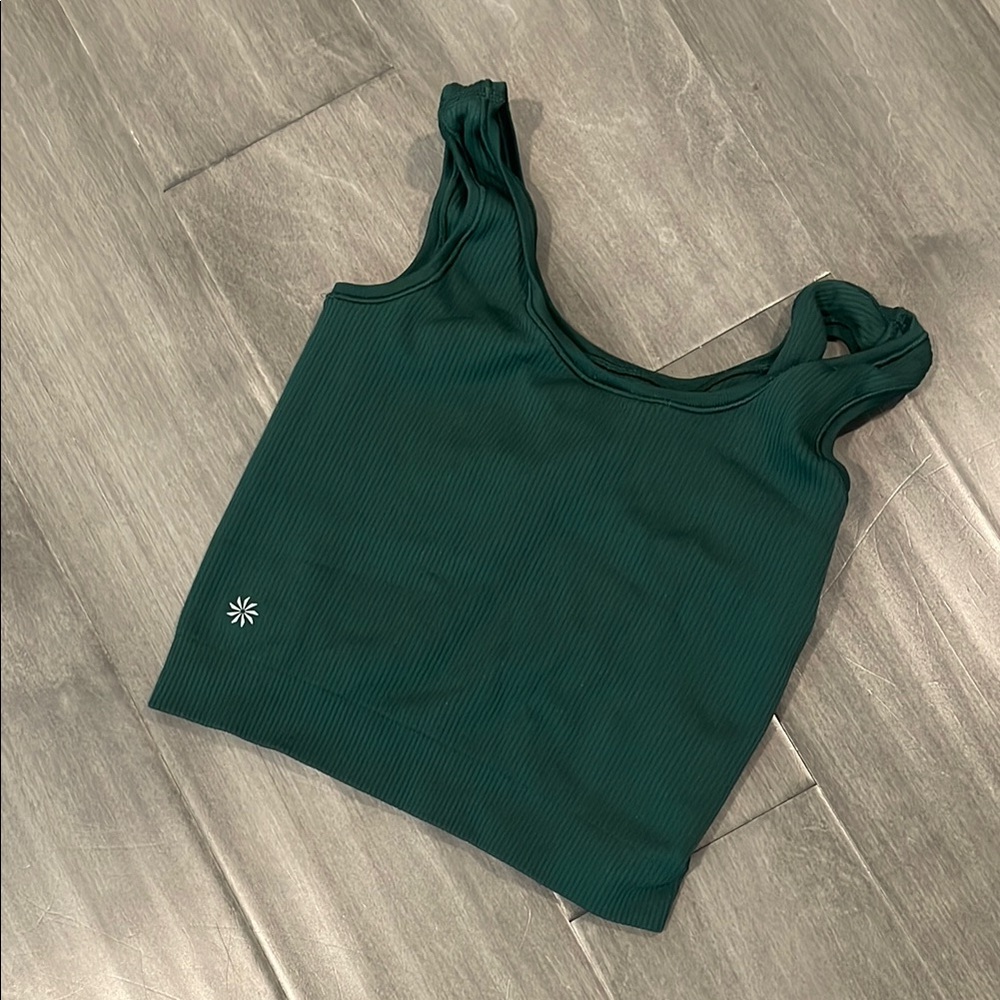 Athleta Dark Green Ribbed Crop Top